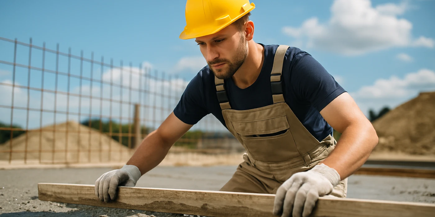 a male concrete worker spreading fresh cement on rebared ground from Concrete Creations LL Houston in The Woodlands, TX - The Woodlands TX