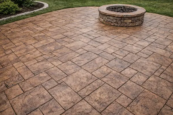 a new stamped concrete patio from CONCRETE CREATIONS LLC HOUSTON in Brookshire, TX - Brookshire TX